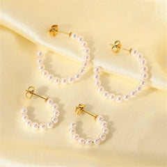 Elegant C Hoop Pearl Earrings