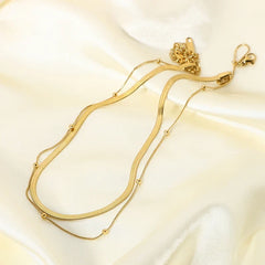 14K Herringbone & Satellite Chain Necklace Stack