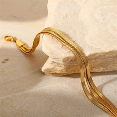 18K Triple Layered Herringbone Bracelet