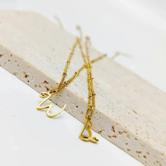 Dainty Satellite Chain Heart Letter Initial Necklace