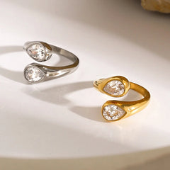 Teardrop Diamond Accented Wrap Ring