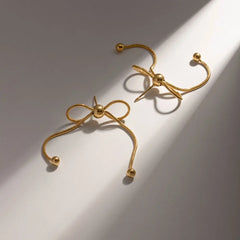 18K Dainty Feminine Chain Bow Earrings