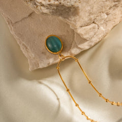 18K Blue Opal Satellite Chain Necklace