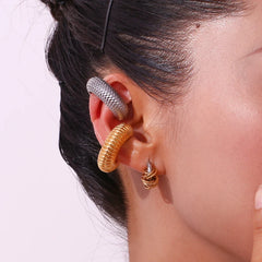 Dainty Two Tone C Hoop Wrapped Earrings