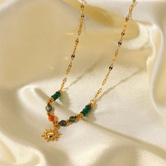 Dainty Boho Inspired Sun Pendant Necklace