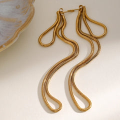 Classy Snake Chain Tassel Stud Earrings