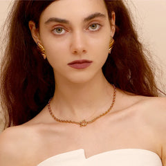 18K Anchor Wheel Clasp Chain Necklaces