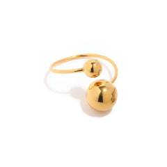 18K Bold Two Ball Open Ring