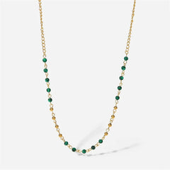 Dainty Gold & Malachite Stone Necklace