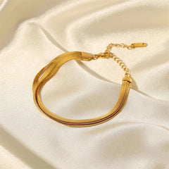 18K Triple Layered Herringbone Bracelet