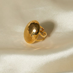 18K Hammered Oval Dual Band Ring