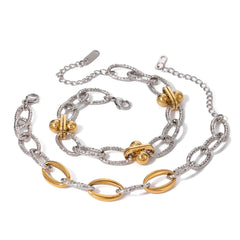 Classy Two Tone Textured Silver Bracelet