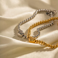 18K Classy Beaded Heart Bracelet