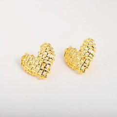 14K Woven Heart Earrings