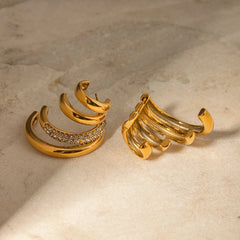 18K Quad Half Hoops Stud Earrings