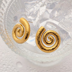 18K Polished Spiral Earrings