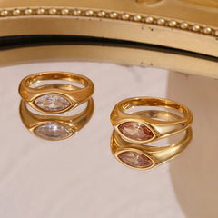 18K Oval Diamond Cut Ring