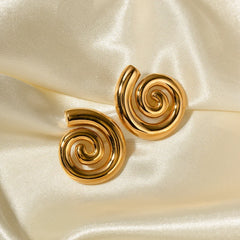 18K Polished Spiral Earrings