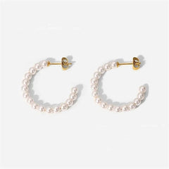 Elegant C Hoop Pearl Earrings