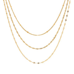 18K Dainty Classic Three Layer Necklace Stack