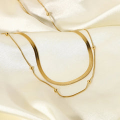 14K Herringbone & Satellite Chain Necklace Stack