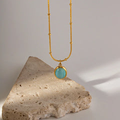18K Blue Opal Satellite Chain Necklace
