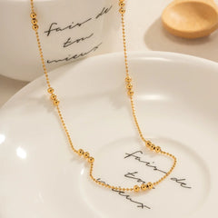 16k Dainty Triple Bead Accent Necklace