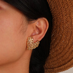 14K Woven Heart Earrings