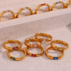 18K Baguette Cut Birthstone Ring