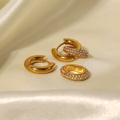 18K Dainty Huggie Diamond Dangle Earrings