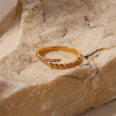 18K Beaded & Zircon Tipped Ring