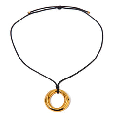Vintage Open Circle Leather Necklace