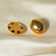 18K Hammered Oval Earring