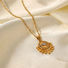 18K Dainty Sun & Moon Evil Eye Necklace