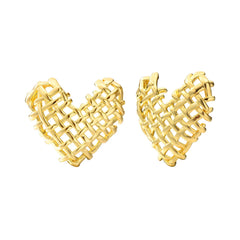 14K Woven Heart Earrings