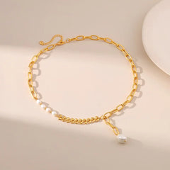 18K Minimal Mix Chain Lariat Necklace