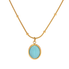 18K Blue Opal Satellite Chain Necklace