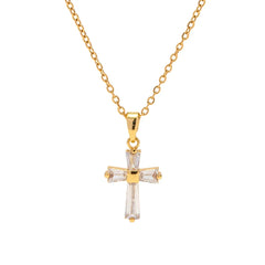 Dainty Diamond Cross Pendant Necklace