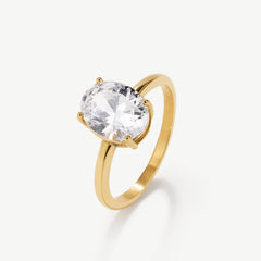 Oval Solitaire Diamond-Inspired Ring 2ct