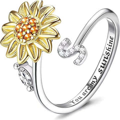 Spinning Sunflower "You Are My Sunshine" Initial Ring