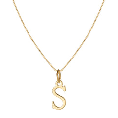 14K Minimal Serif Initial Necklace