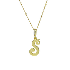 Elegant Cursive Font Satellite Chain Initial Necklace