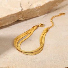 18K Triple Layered Herringbone Bracelet