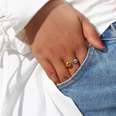 Modern Two Tone Droplet Ring