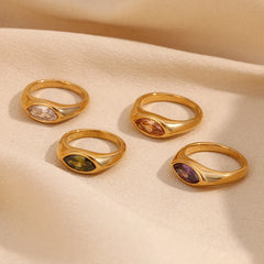 18K Oval Diamond Cut Ring