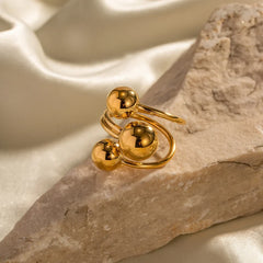 18K Bold Three Ball Open Ring