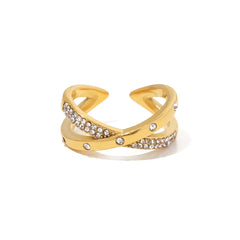 18K Intersect Diamond Accented Ring