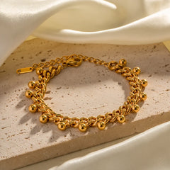 18K Elegant Beaded Cuban Link Bracelet