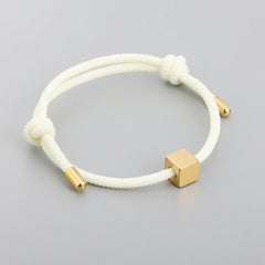 Adjustable Couples Box Letter Initial Bracelets