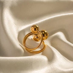 18K Bold Three Ball Open Ring